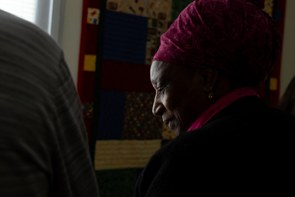 Artist Jereann King Johnson at Hendrick House, the Heritage Quilters studio in Warrenton, NC